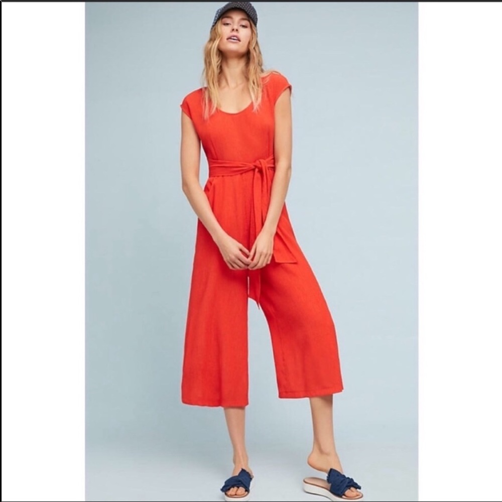 Anthropology / Abbey cropped wide leg jumpsuit